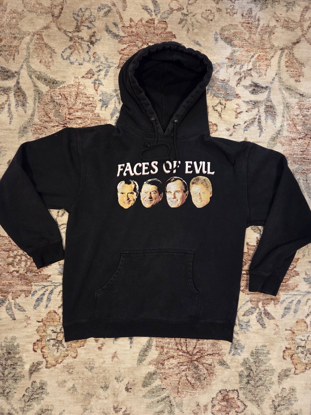 Nature World Faces of Evil Black Graphic Hoodie